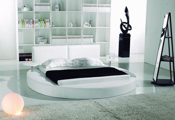 modern yuvarlak yatak modeli beyaz
