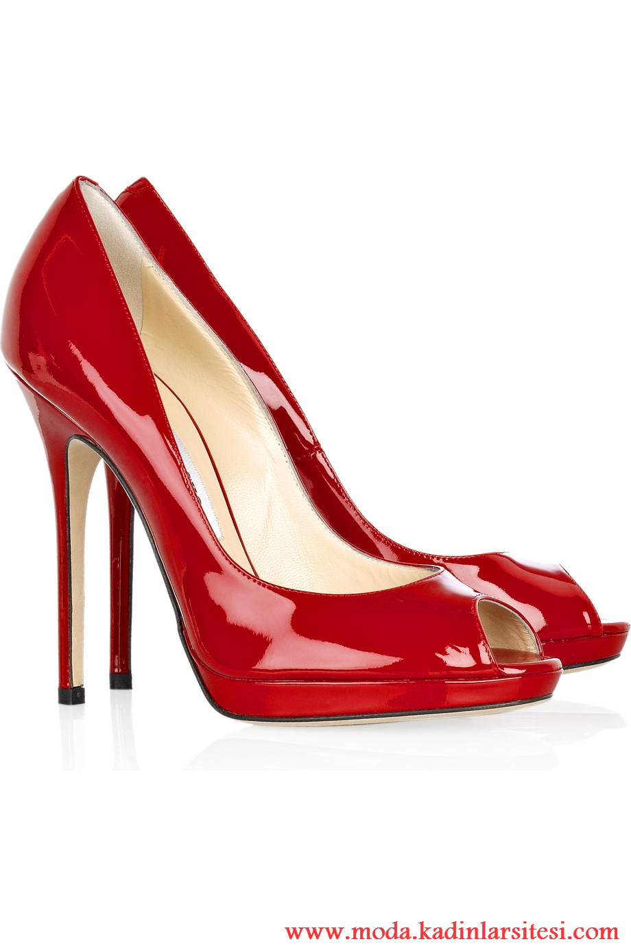 jimmy choo kırmızı rugan ayakkabı modeli