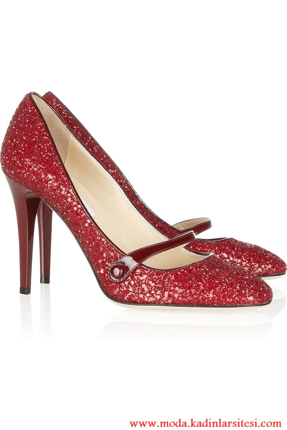 jimmy choo kırmızı simli ayakkabı modeli