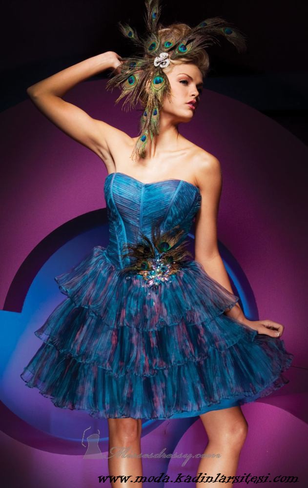 mavi havalı gece elbisesi modeli