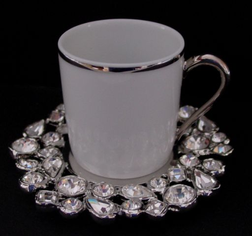 gümüş yaldızlı taşlı porselen kahve fincanı